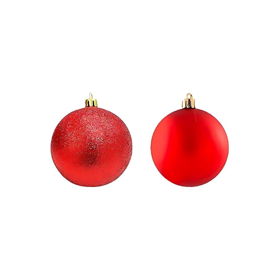 Bola de Natal - Vermelha - Matte e Glitter - 10cm - 2 unidades - Cromus - Rizzo