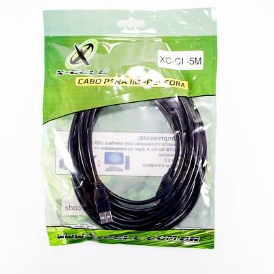 Cabo Usb 2.0 P/ Impressora X-Cell 5m Preto AM x BM - XC-CI-5M