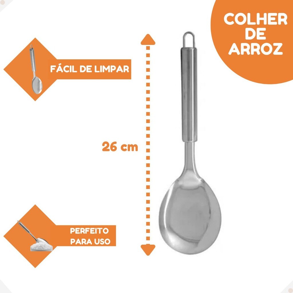 COLHER COOK 26cm Pequena Aço Inox Multiuso Utilidades ORL