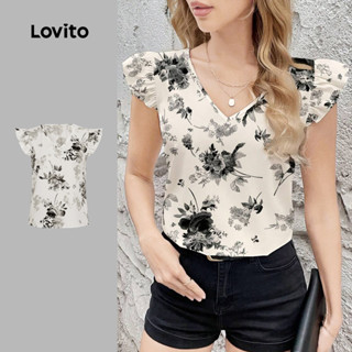 (NEW) Lovito Blusa Casual com Babado para Primavera/verão para Mulheres L155ED853 em Oferta na Shopee