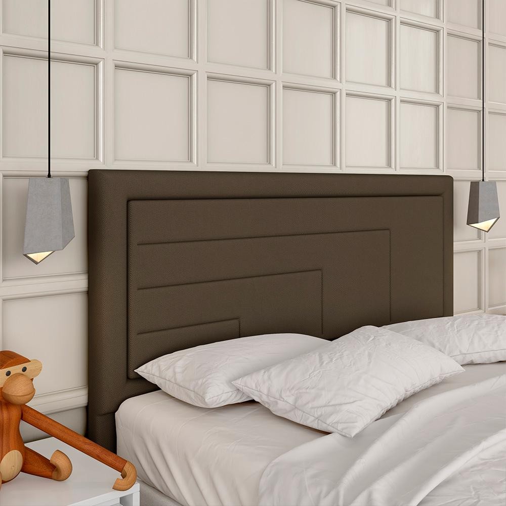 Cabeceira Estofada Para Cama Queen Barcelona Marrom - M. Arapongas em Oferta na Shopee