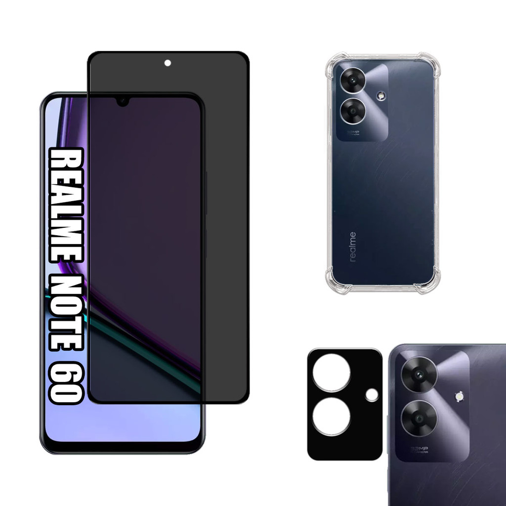KIT Para Realme Note 60 - Película de Privacidade 3D - Capa - Câmera