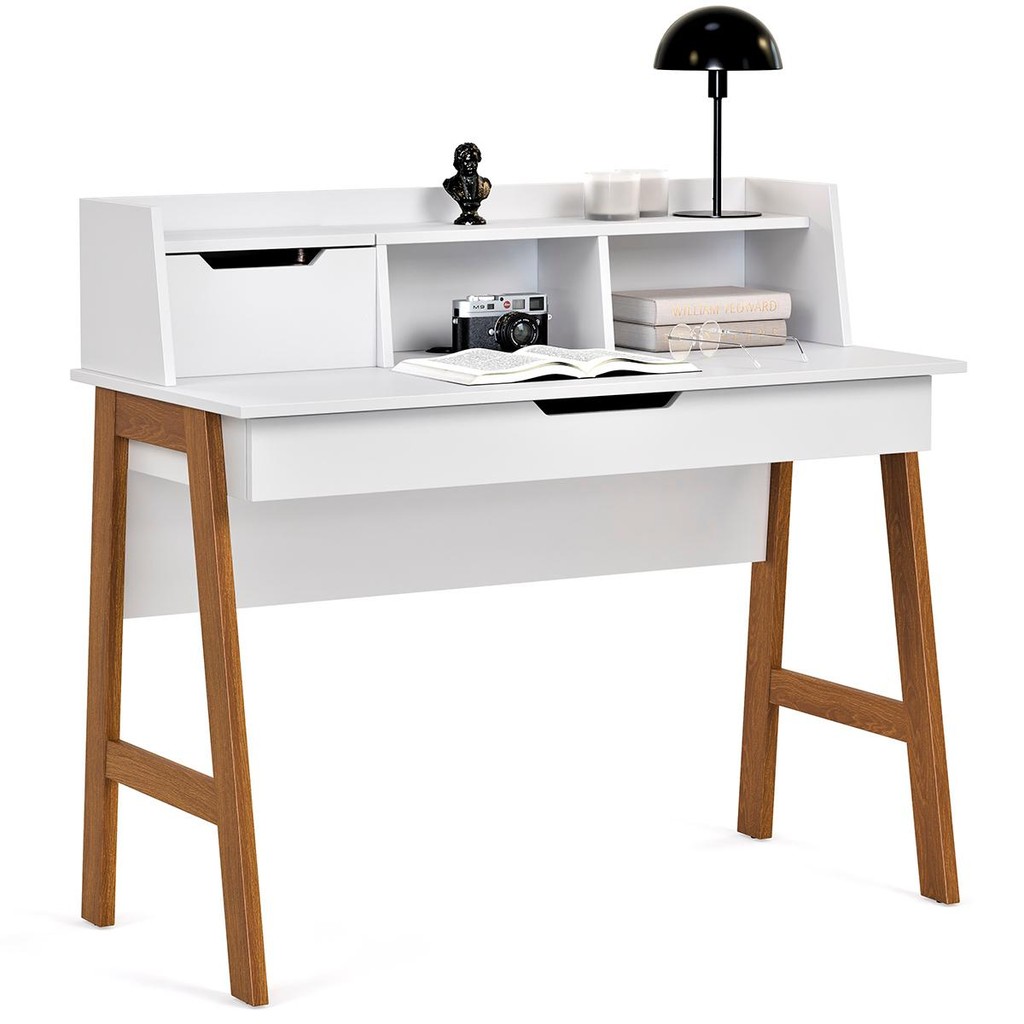 Escrivaninha Parma II Escritorio 1 Gaveta Pés Madeira Maciça em Oferta na Shopee