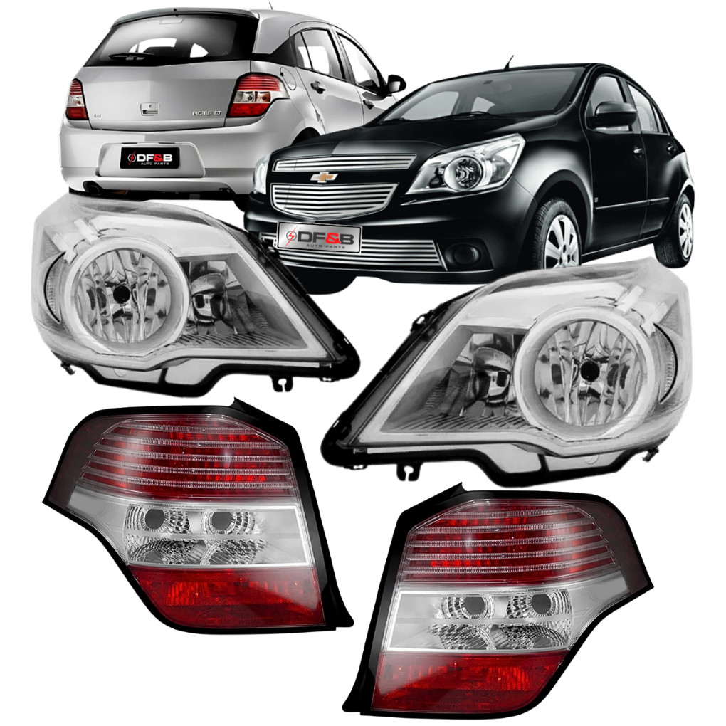Par farol dianteiro Cromado e Lanternas Traseiras Bicolor Chevrolet Agile 2009 a 2013 em Oferta na Shopee