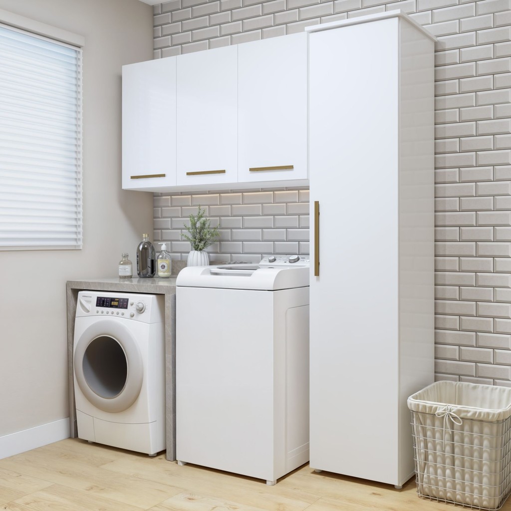 Lavanderia Modulada 1 Armário Multiuso e Armário Aéreo Jundiaí em Oferta na Shopee