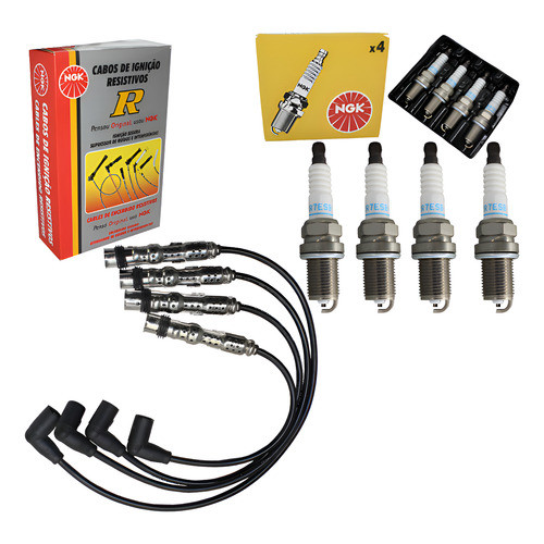 Jogo De Cabos E Velas Fox 1.0 8v Para Bobina 6 Pinos Ngk Preto em Oferta na Shopee