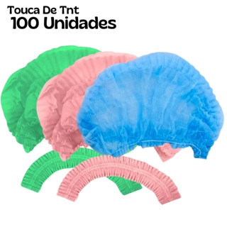Kit 100 Toucas Descartáveis TNT Azul, Rosa E Verde 100 Unidades Sanfonada C/Elástico Tam. Único em Oferta na Shopee