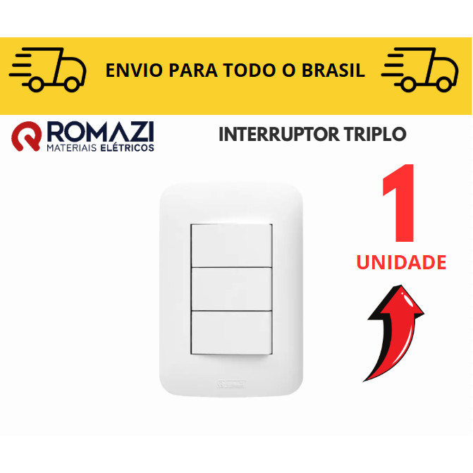 Interruptor Triplo canoa romazi e Interruptores linha canoa romazi / 10A / 20A / Paralelo / Tomada