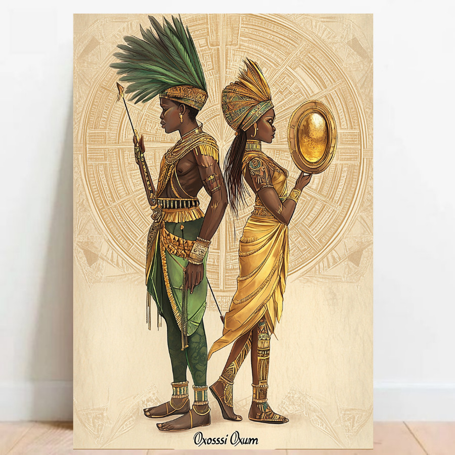 Quadro Placa decorativa Oxossi e Oxum Orixá Umbanda Candomblé Decorativo Oxalá 06