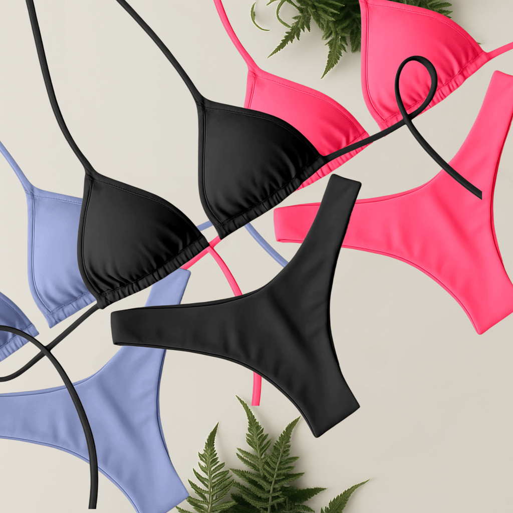 Kit 3 Biquinis Cortininha Calcinha Varias Cores Asa Delta Fio Duplo Tendência Moda Praia Premium