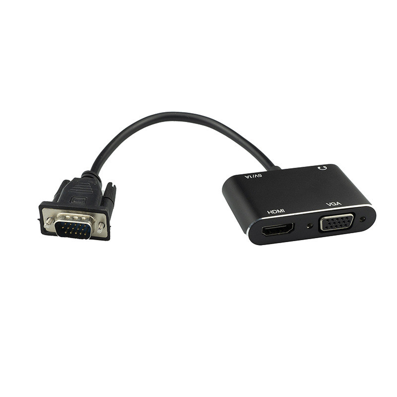 Vga para hdmi + vga Conversor de exibição simultânea dois em um vga para hdmi Cabo adaptador de sincronização de áudio e