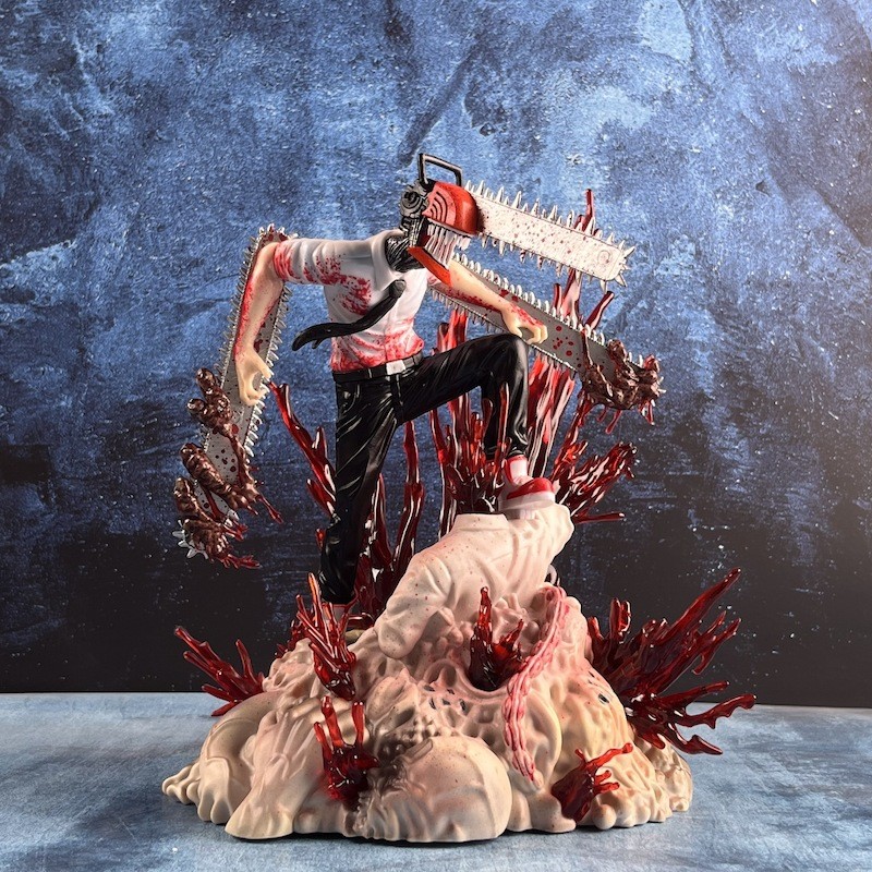 Motosserra homem motosserra figura elétrica demônio caçador Poppa torre cena Anime modelo bidimensional ornamentos