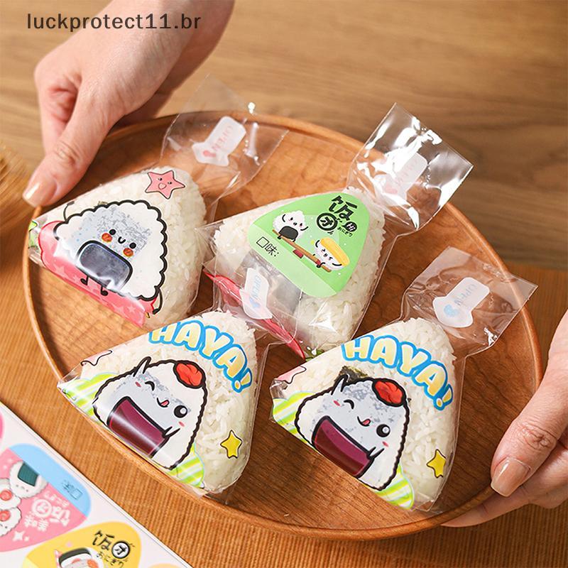 LTBR 50 Peças De Desenhos Animados Para Triângulo Bola De Arroz Saco De Paaging Nori Onigiri Sushi Com 2 Moldes E 50 Sti