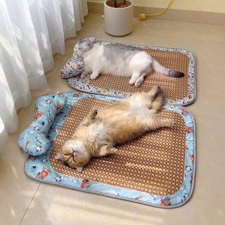 Almofada de gelo para gatos de estimação, tapete legal de Rattan para cães, maca de gato de verão, almofada de dormir, m