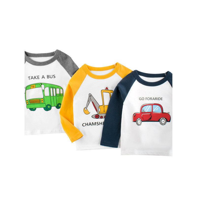 27 crianças meninos puro algodão crianças primavera outono roupas infantis de manga comprida camiseta bebê camisa de fun
