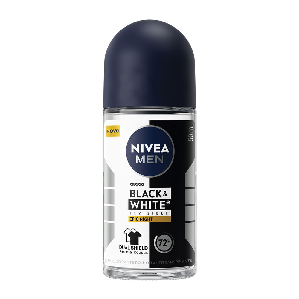 Desodorante Nivea Men Roll-on Black White Invisible Epic Night Antitranspirante 72h 50ml