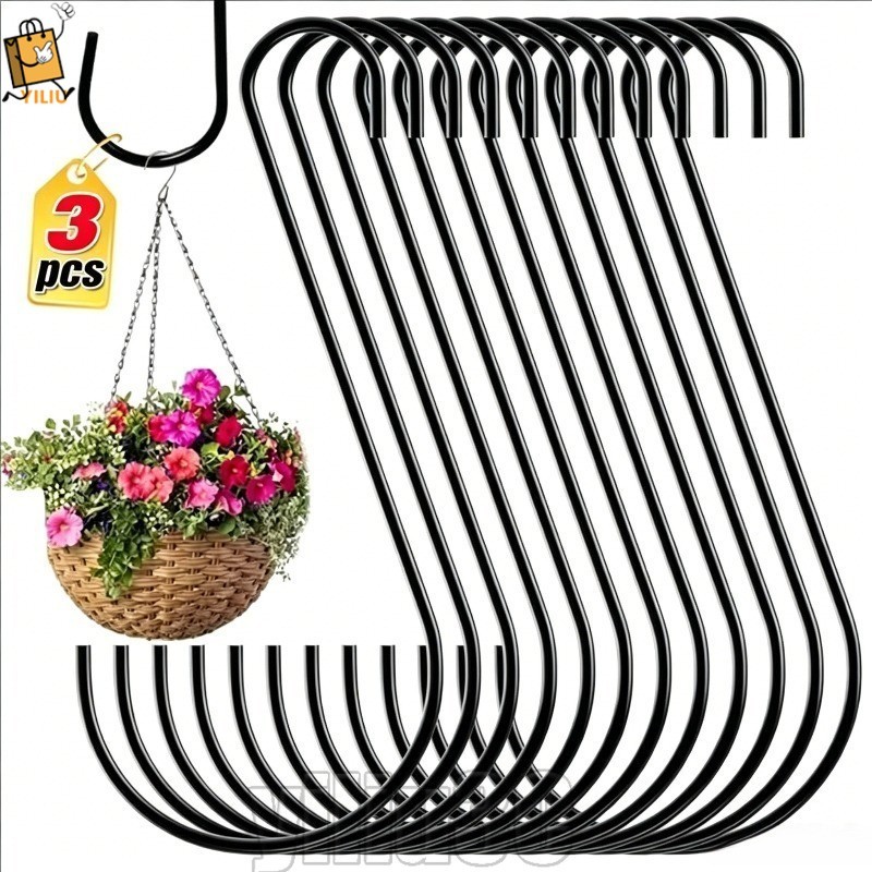[Prim] Gancho Duplo Em Forma De S De Ferro 3-1Pc-Suporte Para Rack De Armazenamento-Toalhas De Roupas Pendurar Casa Cabi