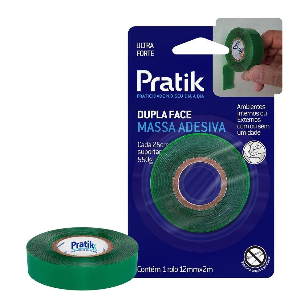 Fita Dupla Face Pratik Massa Acrílica 12mmx2m Verde