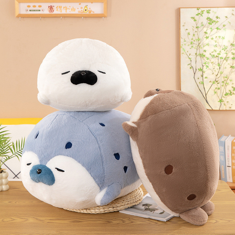 Novo brinquedo de pelúcia macio e fofo em forma de foca, almofada de foca para crianças e meninas, boneca de pelúcia par