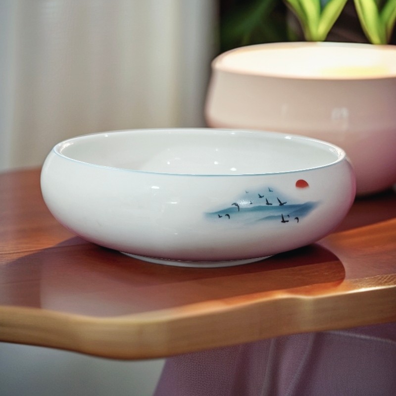 Tigela de cerâmica em forma de tambor Mingshi estilo chinês, utensílios de mesa criativos, repolho em conserva, tigela d