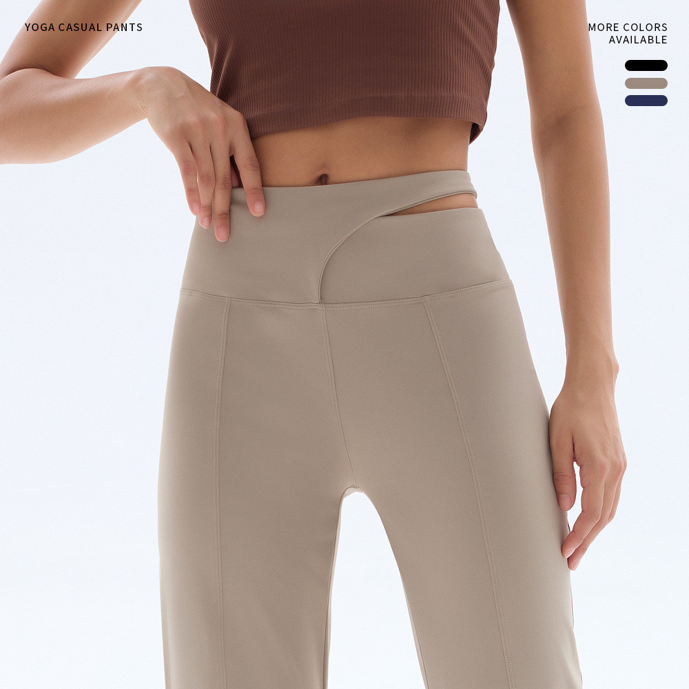 Maojia Yoga oco cintura alta reta lazer dança esportes Fitness Hip Lift mais magro olhar solto calças de perna larga
