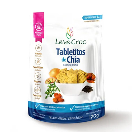 Biscoito Tabletitos Salgados Chia 120g Leve Croc