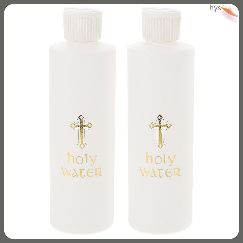 ☕ 2Peças Frascos Plásticos De Água Benta Para Batismo Com Detalhe Religioso