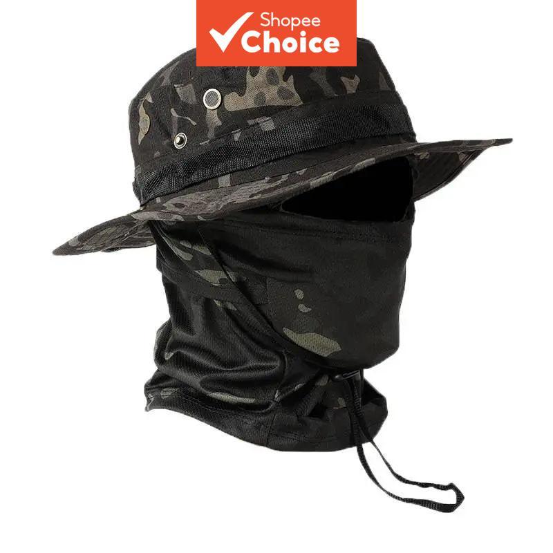 Boné de beisebol com borda arredondada, chapéu de pescador de aba larga, boné de pesca camuflado, respirável, chapéu de