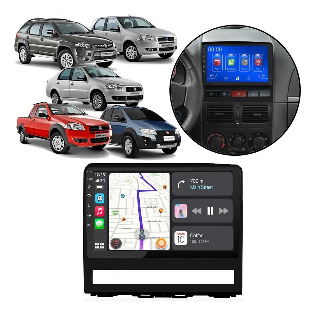 Kit Multimídia Palio Strada Siena Idea 2005 / 2011 9 Pol Android Carplay Gps 2/32GB - Roadstar 915BR
