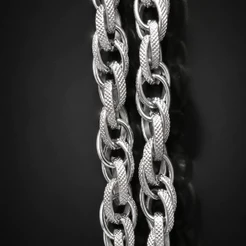 Corrente Masculina Aço Inox 60cm 6mm Prata Grossa Elo Trabalhado Não Escurece Premium