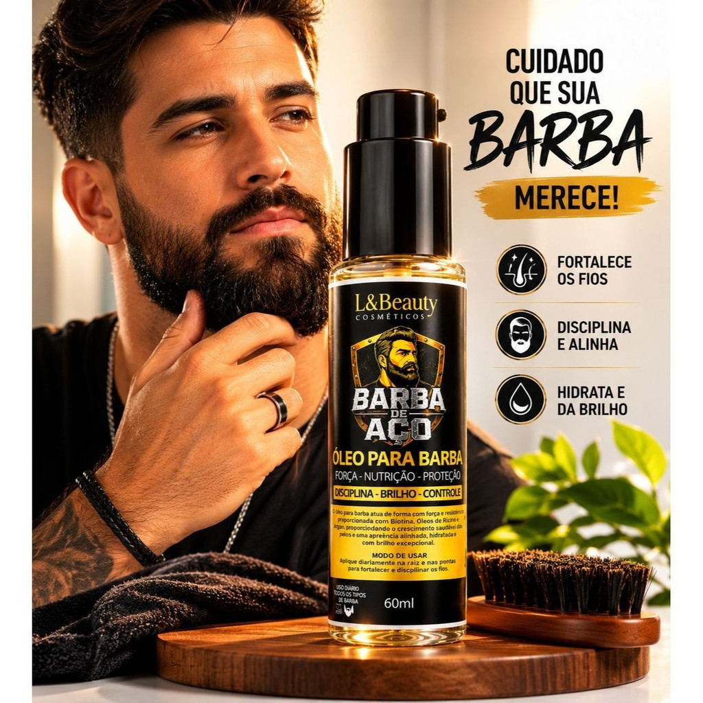 Óleo Barba 60ml L&beauty -  Hidratante Fortalece Brilho Maciez