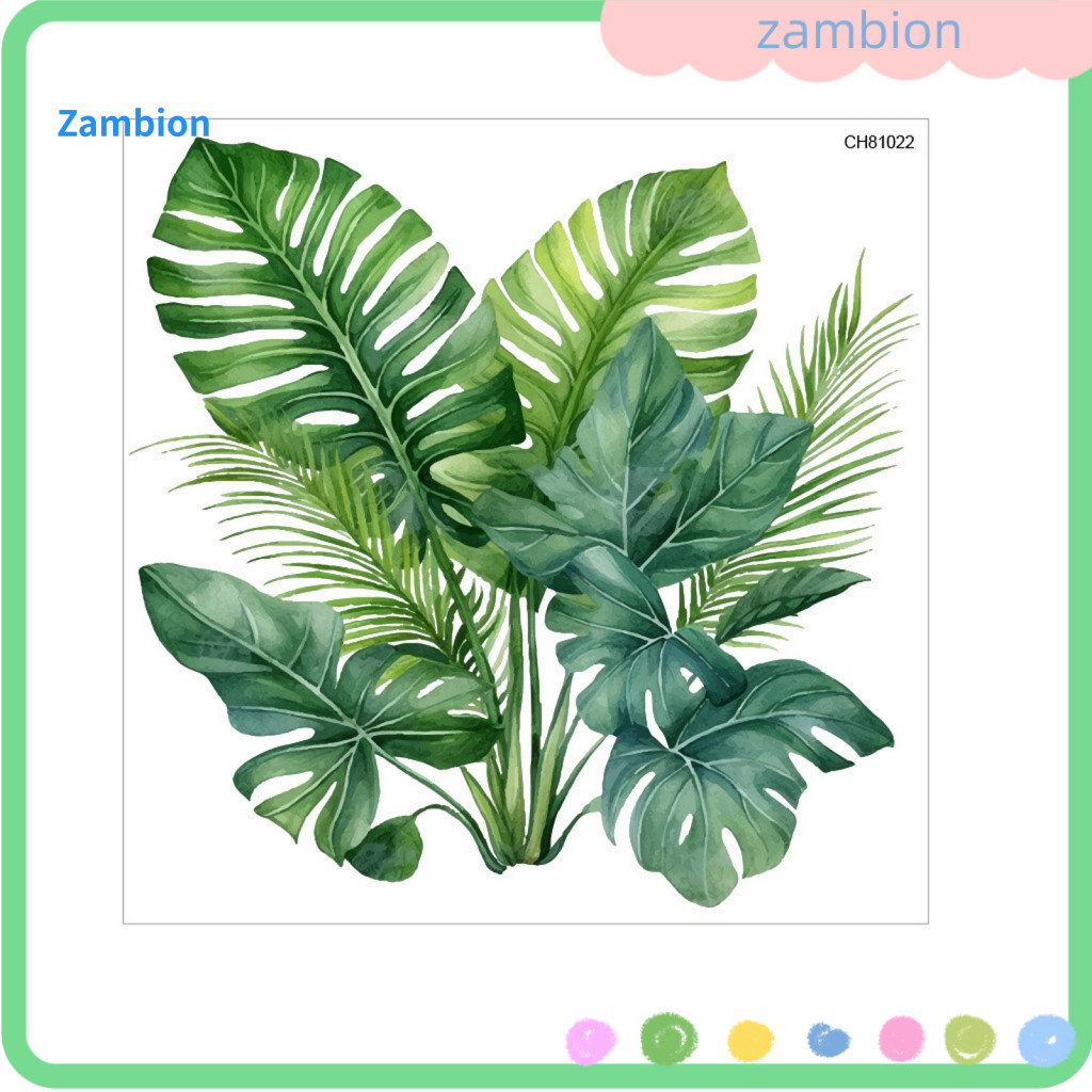 Toilet Lid Sticker Self-adhesive Decal Green Plant Waterproof Removable Pvc Fern Leaf Bathroom Wall Art for and Room