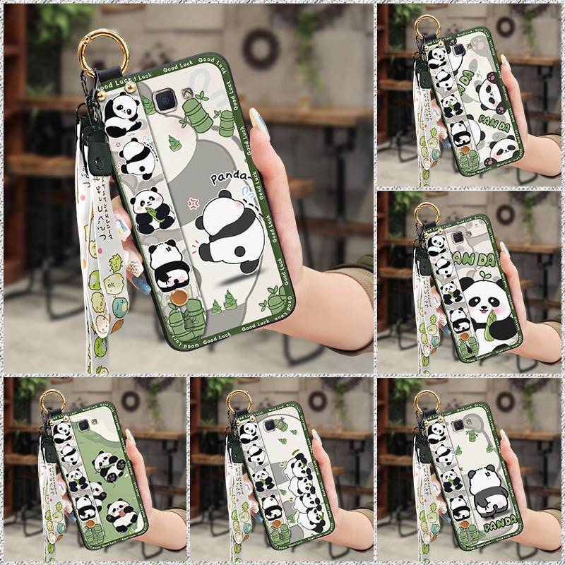 Panda Capa Macia De Telefone Para Samsung Galaxy J7 Prime/2/2018/ON7 2016/G610F Alça De Pulso Protetora Desenho Animado