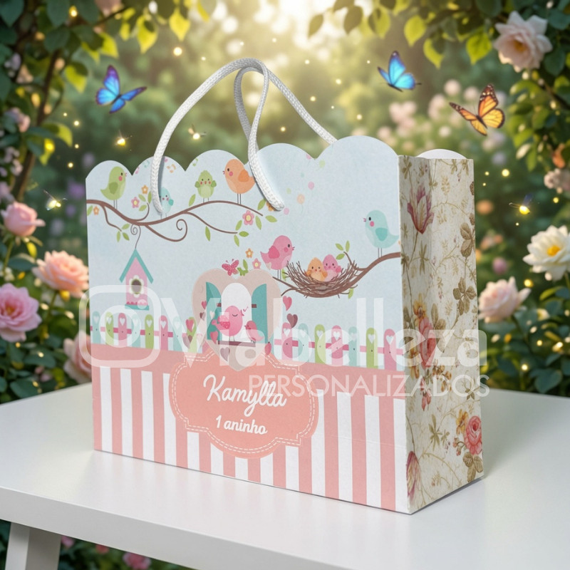 Sacolinha Personalizada M Jardim Encantado Aniversário Lembrancinha Todos os Temas Envio Rápido 24h
