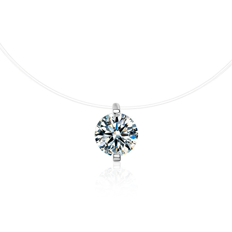 Sterl prata esterlina Moissanite sereia lágrimas colar simples pingente criativo invisível linha de pesca clavícula corr