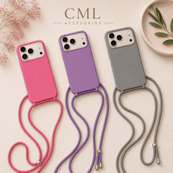 Capinha com Cordão para Celular Ip 16/18 Capa Crossbody Alça Ajustável Anti Queda