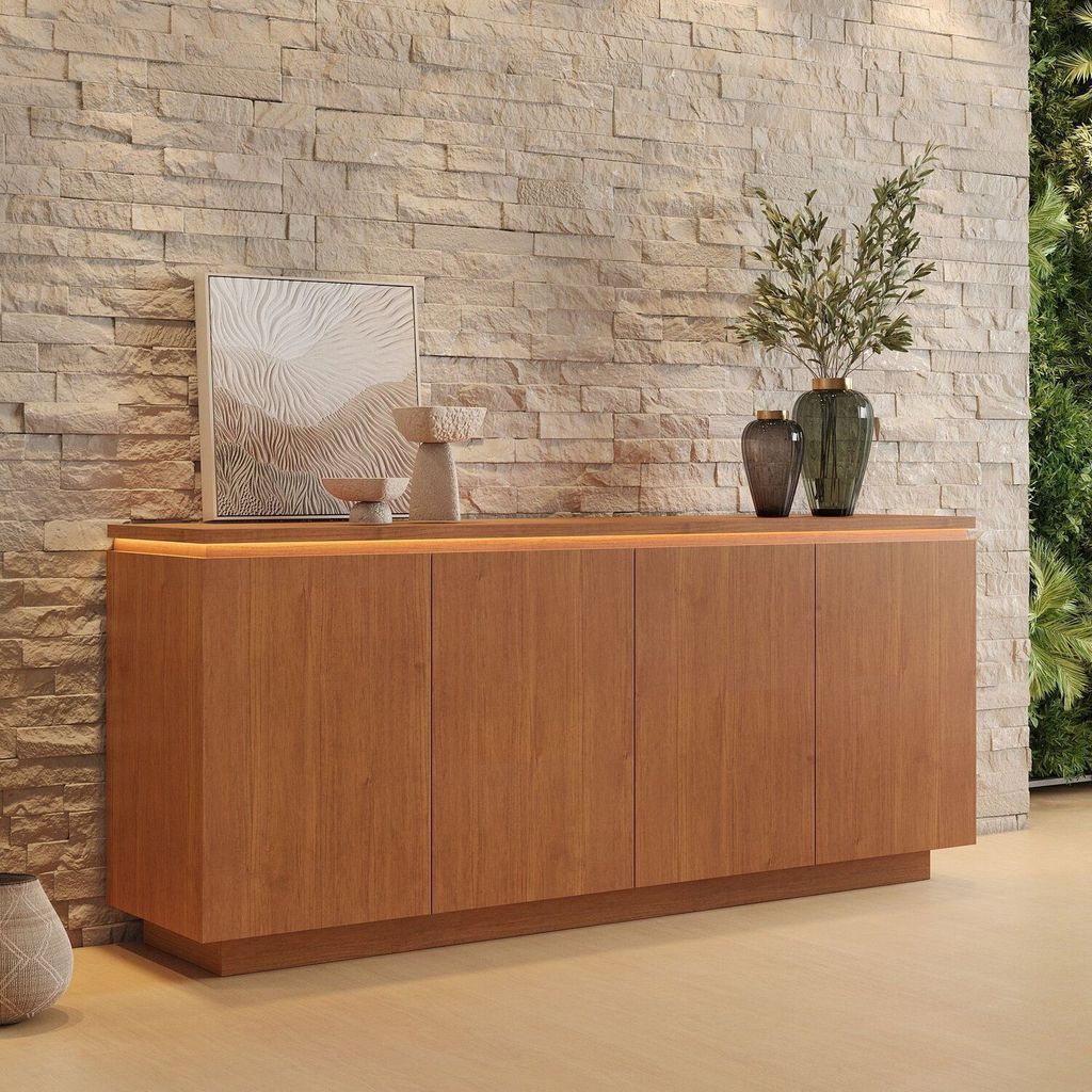 Buffet Aparador 4 Portas com Gaveta Lux com LED Naturalle