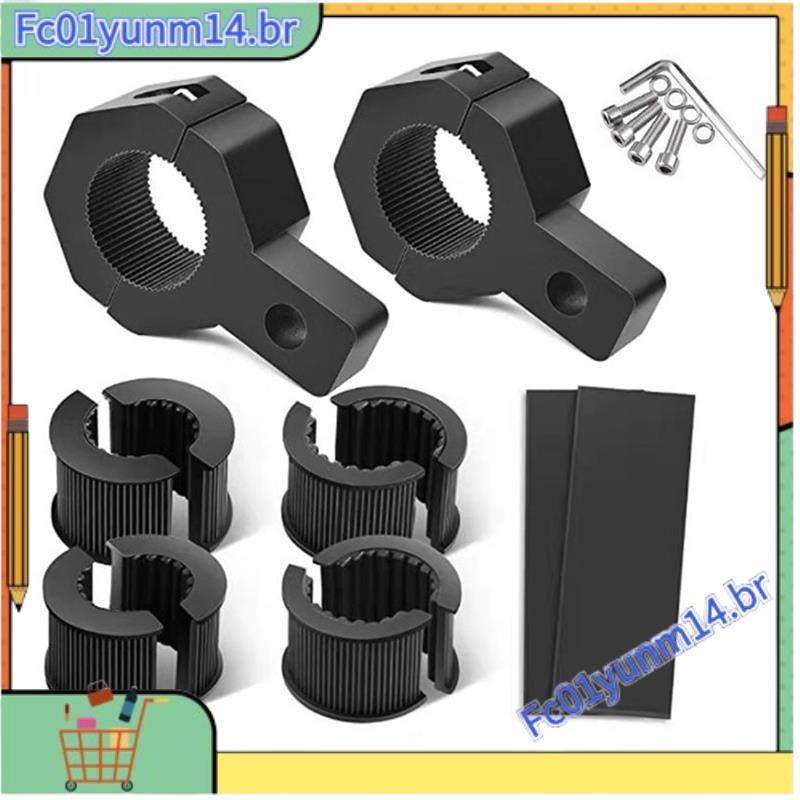 Kit De Montagem De Barra De Luz De 2 Peças Liga De Alumínio Preta + Borracha + Aço Inoxidável Tubo Trabalho Universal Br
