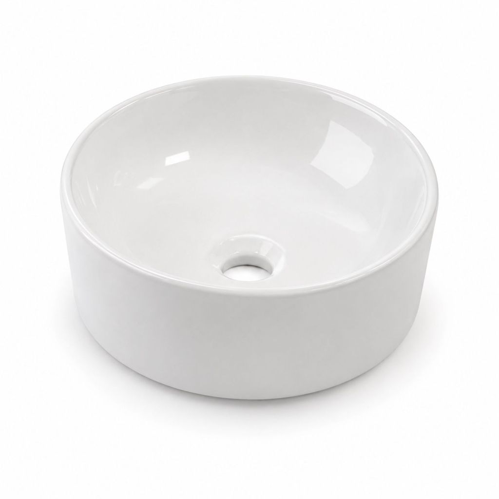 Cuba de Sobrepor para Banheiro Modelo Redondo Louça Tamanho 30 cm x 30 cm
