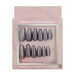 Unha Postiça Esmalte Magnético 12un - Efeito Cat Eye e Acabamento Profissional Manicure
