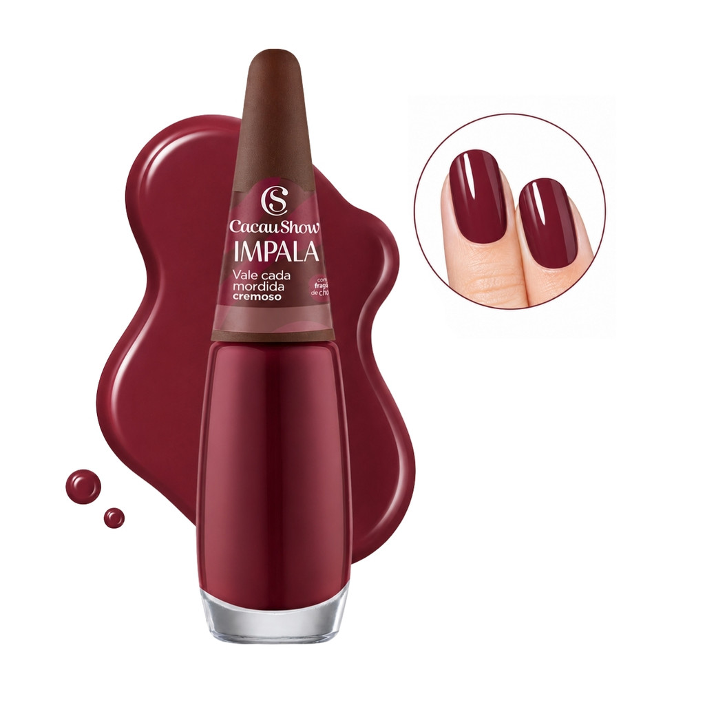 Esmalte Impala Cacau Show Marrom Vermelho Vale Cada Mordida