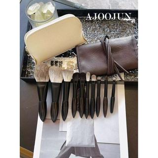 Mini conjunto de pincéis de maquiagem portátil viagem 10 peças cabelo Animal pó solto sombra escova sândalo esquilo cabe