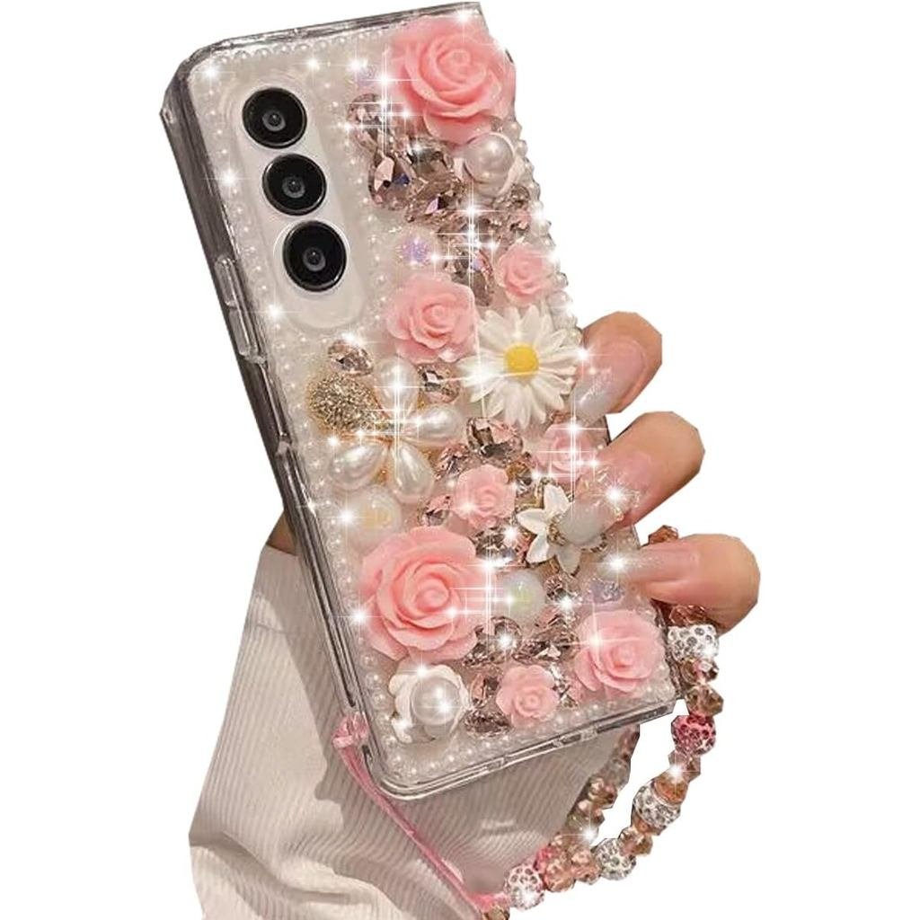 Capa Brilhante Changjia para Samsung Galaxy A15 5G, Capa de Luxo 3D com Cristais
