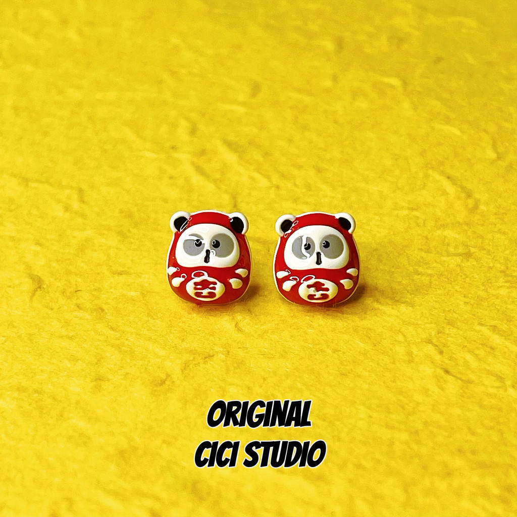 CICISTUDIO Auspicioso Lucky Panda Lucky Brincos Nicho Único Novo Chinês Bonito Boa Sorte Brincos de Ano Novo