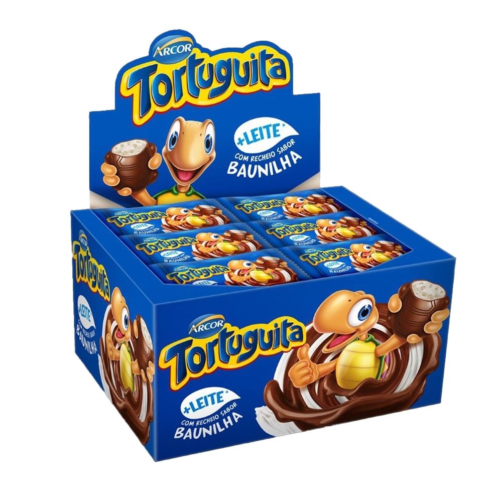 Chocolate Arcor Tortuguita ao Leite com Baunilha 15,50g - Embalagem com 24 Unidades em Oferta na Shopee