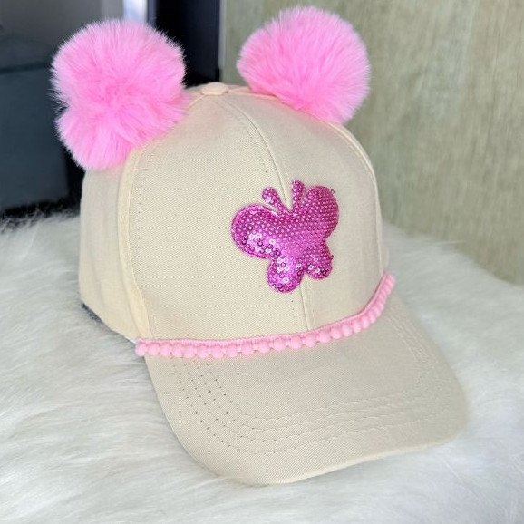 Boné Infantil e juvenil de menina Personalizado infantil / Boné pompom STITCH