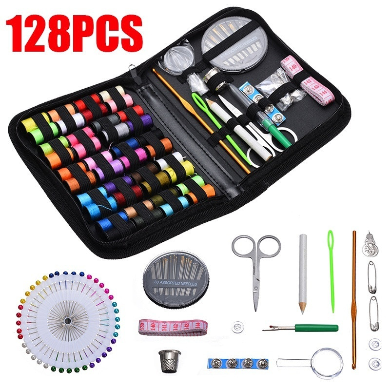 128pçs Kit De Costura Portátil Para Viagem Em Casa Ferramentas Profissional De Emergência