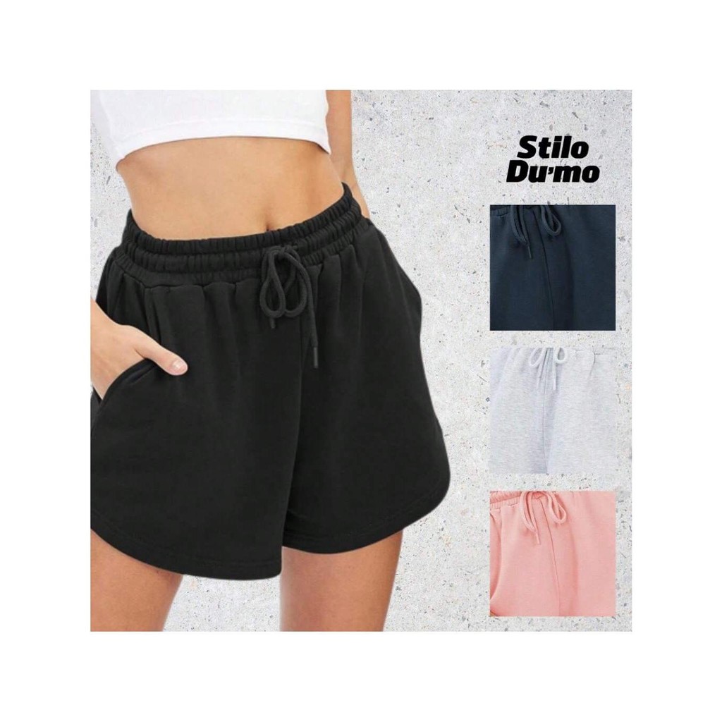 Kit 04 Shorts Feminino Curto Bermuda Moletom Bolsos Fitness
