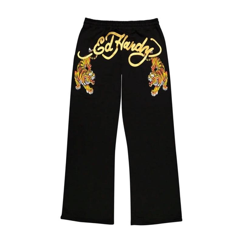 Calça Casual Streetwear Reta Feminina Wide Leg Ed Hardy Tiger em Oferta na Shopee
