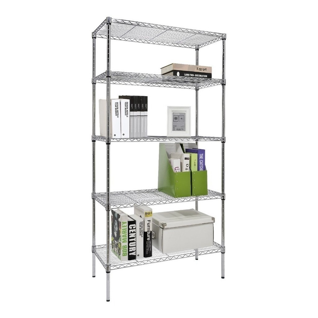 Estante Aço 5 Prateleiras Cromada Aramada 150 Cm Rodinha